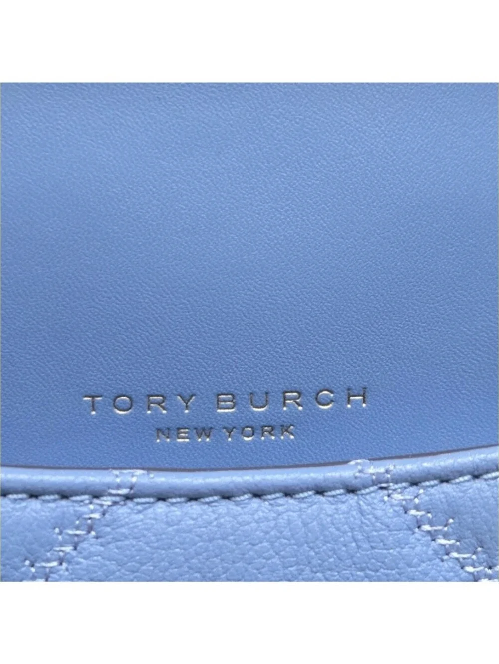 Tory Burch Fleming Quilted Leather Shoulder Bag Blue Gold Chain